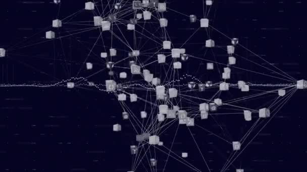 Animação Ícones Digitais Formando Globo Processamento Dados Brancos Com Linhas — Vídeo de Stock