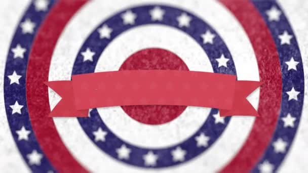 Анимация Дня Независимости Июля Фейерверки Круги Вращения Звездами Американского Флага — стоковое видео