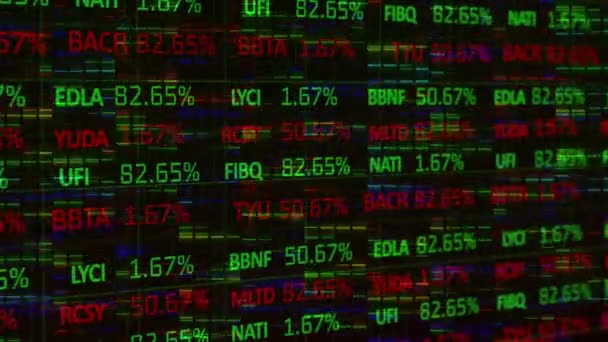 Animation Red Green Stock Market Numbers Financial Data Processing Black — Stock Video