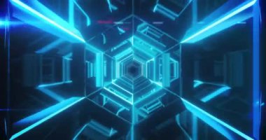 Hipnoz hareketinde kusursuz döngü içinde hareket eden çoklu parlayan altıgen şekillerinin animasyonu.