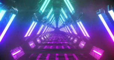 Işıldayan üçgenlerin animasyonu ışık yollarıyla tünel oluşturarak kusursuz döngü içinde hipnotik hareketler yapıyor.. 