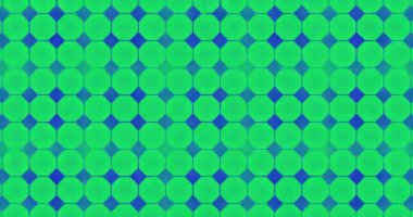 Mavi arkaplanda kusursuz bir döngü içinde hipnoz hareketinde hareket eden çoklu renkli çok renkli soyut şekillerin sıralarının canlandırması. 