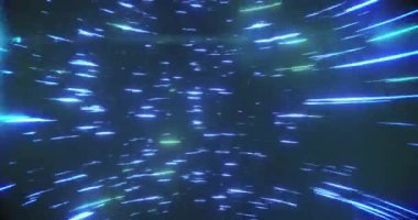 Çoklu mavi parlayan ışık yollarının animasyonu kusursuz döngü içinde hipnotik hareketlerle dönüyor.