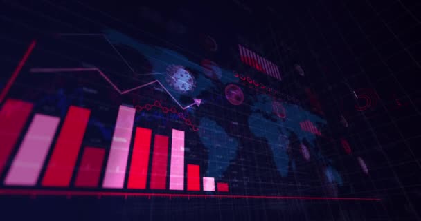 Animation Coronavirus Covid Cellules Avec Enregistrement Statistiques Graphiques Traitement Données — Video