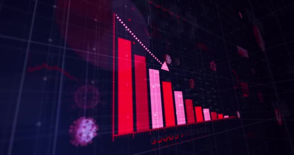 Animation Coronavirus Covid Cellules Avec Enregistrement Statistiques Graphiques Traitement Données — Video