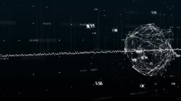 Animation White Globe Spinning White Glowing Financial Data Processing White — Stock Video