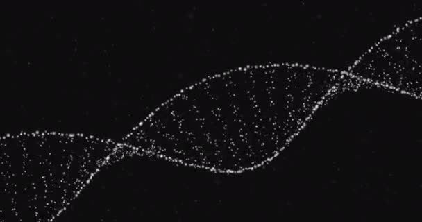 Animering Vit Glödande Dubbel Spiral Dna Sträng Spinning Svart Bakgrund — Stockvideo