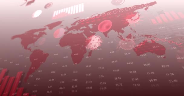 Animation Coronavirus Covid Cellules Avec Enregistrement Statistiques Graphiques Traitement Données — Video