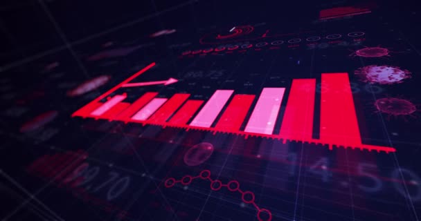 Animation Coronavirus Covid Cellules Avec Enregistrement Statistiques Graphiques Traitement Données — Video