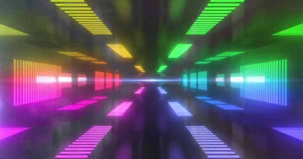 Animação Múltiplas Listras Brilhantes Coloridas Formando Túnel Movimento Hipnótico Loop — Vídeo de Stock