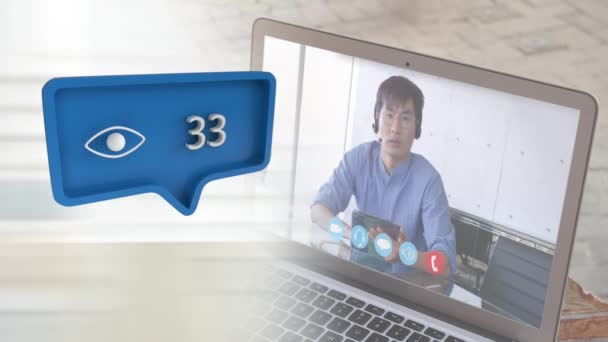 Animazione Dell Icona Digitale Bolle Blu Con Numeri Che Crescono — Video Stock