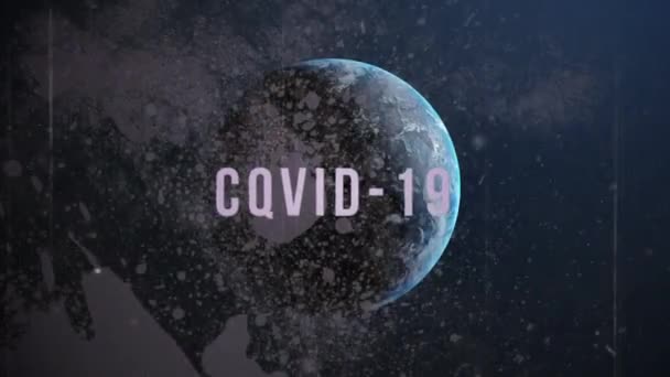 Covid Text Planet Earth 애니메이션 깜박거리는 글로벌 코로나 바이러스 Global — 비디오