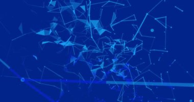 Plexus ağlarının dijital animasyonu mavi arka planda hareket ediyor. Küresel ağ ve bağlantı konsepti. Küresel ağ ve bağlantı kavramı