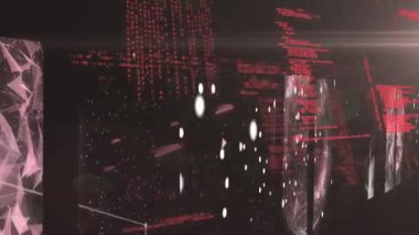 Siyah arkaplana karşı veri işleme üzerinden bağlantı ağının dijital animasyonu. Küresel ağ oluşturma ve çevrimiçi güvenlik kavramı