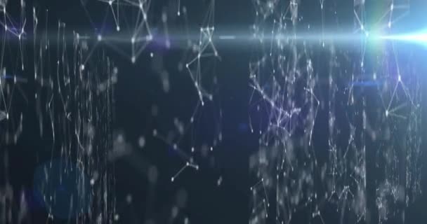 Mavi Arkaplan Ile Bağlantı Ağının Üzerinde Parlayan Işık Noktasının Dijital — Stok video