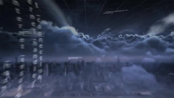 Cyfrowy Kompozytowy Film Wideo Przetwarzanie Danych Nad Chmurami Niebie Tle — Wideo stockowe
