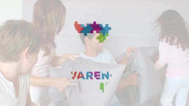 Digital Vídeo Composto Autism Awareness Month Texto Quebra Cabeça Formando — Vídeo de Stock