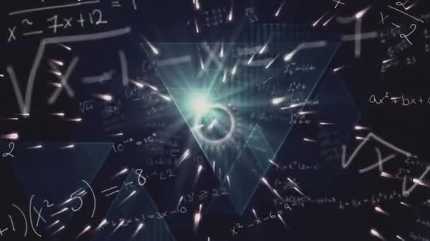 Animatie Van Meerdere Stippen Wiskundige Vergelijkingen Zwevend Geometrische Vormen Die — Stockvideo