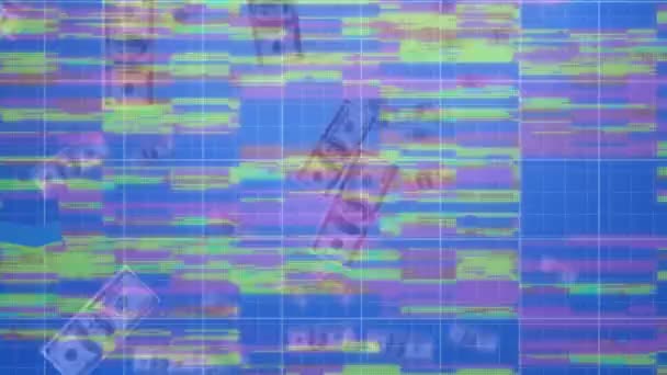 Animazione Digitale Grafici Che Muovono Linee Griglia Contro Dollari Americani — Video Stock