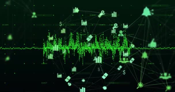 Digitale Animatie Van Globe Van Het Netwerk Van Digitale Pictogrammen — Stockvideo