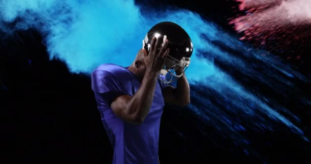 폭발에 헬멧을 플레이어의 디지털 비디오 스포츠 디지털 — 비디오