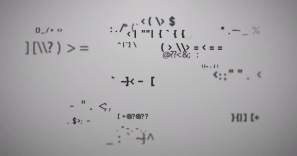 Animación Múltiples Símbolos Blancos Cambiando Sobre Fondo Gris Matemáticas Contando — Vídeos de Stock