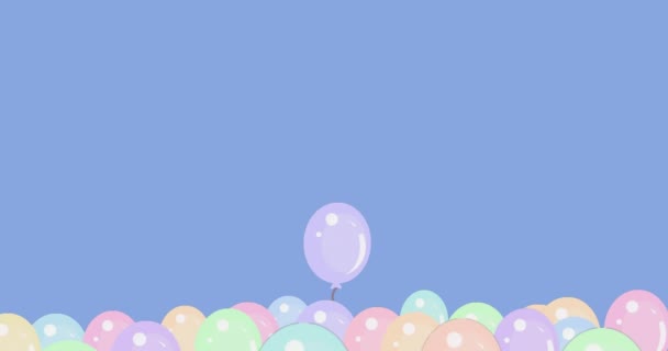 Animación Celebraciones Cumpleaños Con Globos Rojos Multicolores Flotando Sobre Fondo — Vídeos de Stock