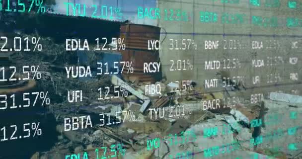 Animering Statistik Över Bearbetning Finansiella Data Över Industrisoptippar Städer Globalt — Stockvideo