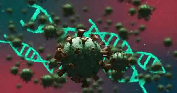 Κινούμενα Σχέδια Των Coronavirus Covid Κυττάρων Που Εξαπλώνονται Περιστρεφόμενα Νήματα — Αρχείο Βίντεο