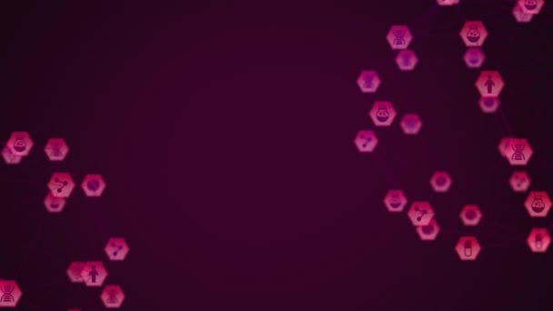 Animação Digital Dois Globos Ícones Digitais Girando Contra Fundo Rosa — Vídeo de Stock