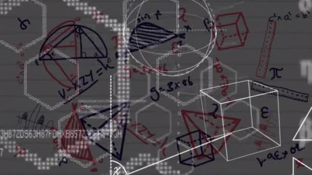 Animation Plusieurs Équations Mathématiques Flottantes Sur Fond Blanc Éducation Concept — Video