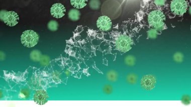 3 boyutlu koronavirüs Covid 19 hücrenin dönüşümlü DNA ipliği ile yayılması. Dijital olarak üretilen küresel koronavirüs pandemik konsepti.