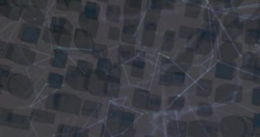 Dijital arayüz üzerinden bağlantı ağının animasyonu şehir manzarasının 3d mimari modeli. Küresel teknoloji ağı konsepti dijital olarak oluşturulmuş görüntü.