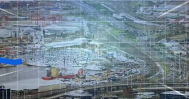 Arka planda üç mavi çizgi ile finansal veri işleme animasyonu. Küresel finans işi çevrimiçi güvenlik kavramı dijital olarak oluşturulmuş görüntü.