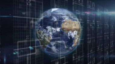 Siyah arkaplanda dönen parlak ışık ve veri işleme noktasının dijital animasyonunun dijital animasyonu. Küresel ağ oluşturma ve çevrimiçi güvenlik kavramı