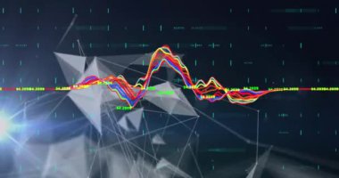 Veri işleme ile dijital arayüzün animasyonu, bağlantı ağı üzerinden akan bilgi. Dijital olarak oluşturulan küresel dijital konsept.