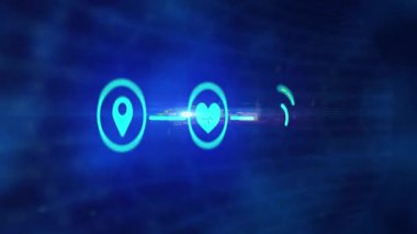 Parlak mavi tünele karşı bağlantı simgelerinin dijital animasyonu. Küresel ağ oluşturma ve çevrimiçi güvenlik kavramı