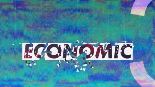 Animação Digital Texto Econômico Sobre Linhas Grade Contra Fundo Azul — Vídeo de Stock