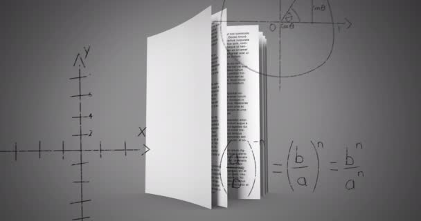 Vidéo Composite Numérique Des Équations Mathématiques Formule Déplaçant Sur Livre — Video