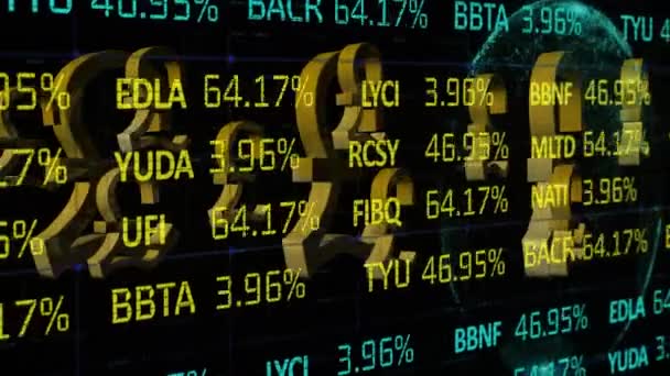 Animación Digital Del Procesamiento Datos Del Mercado Valores Sobre Símbolos — Vídeo de stock