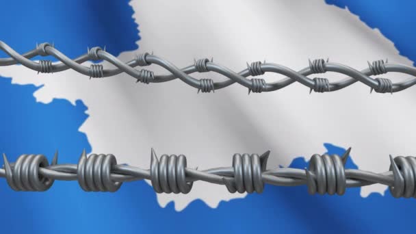 Digitale Animation Des Stacheldrahtzauns Über Der Schwenkenden Finnland Flagge Vor — Stockvideo