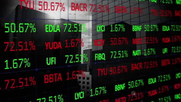 Animación Digital Del Procesamiento Datos Del Mercado Valores Través Líneas — Vídeos de Stock