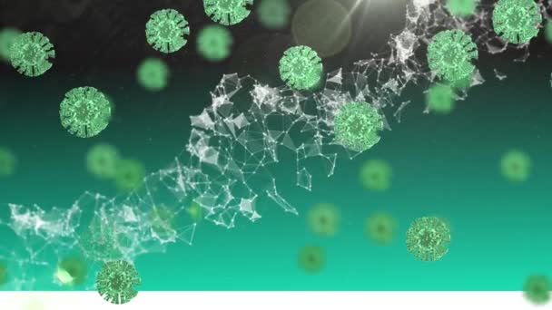 Animering Coronavirus Covid Celler Sprids Med Roterande Dna Strängar Global — Stockvideo