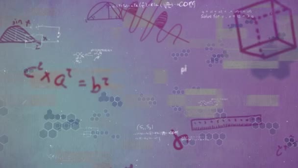 Анімація Декількох Плавучих Хімічних Структур Математичних Рівнянь Світлому Фоні Освіта — стокове відео