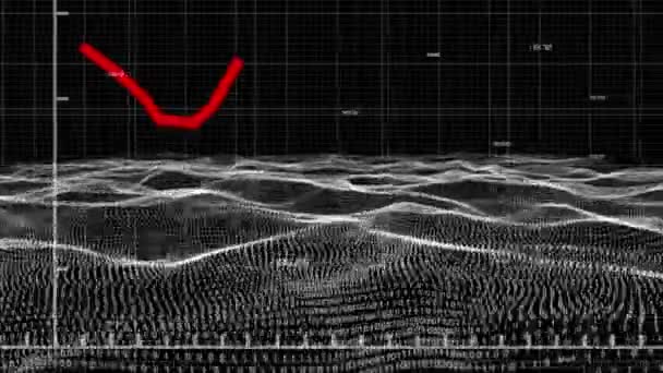 Animation Numérique Graphique Rouge Déplaçant Sur Des Lignes Grille Contre — Video