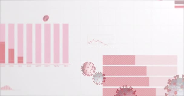 Animation Graphiques Interface Numérique Statistiques Coronavirus Covid Cellules Sur Fond — Video