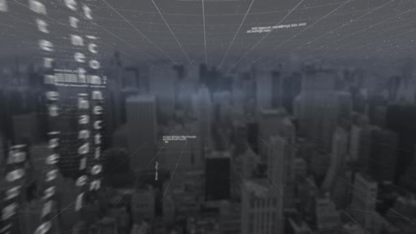 Digitales Zusammengesetztes Video Der Datenverarbeitung Gegen Luftaufnahme Des Stadtbildes Globale — Stockvideo
