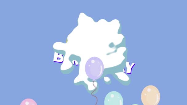 Animatie Van Verjaardagsvieringen Met Happy Birthday Tekst Multi Gekleurde Ballonnen — Stockvideo