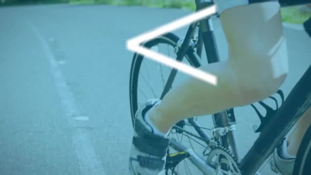 Animazione Simboli Matematici Che Registrano Sulla Donna Bicicletta Sulla Strada — Video Stock