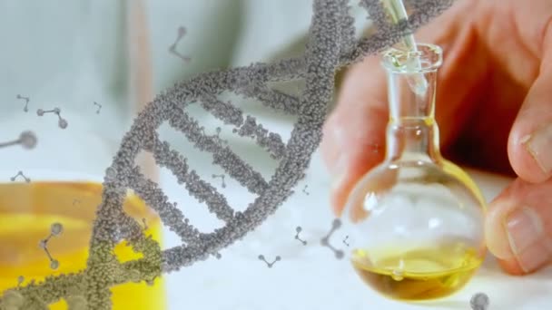 Animation Eines Sich Drehenden Dna Strangs Auf Einem Mittleren Abschnitt — Stockvideo